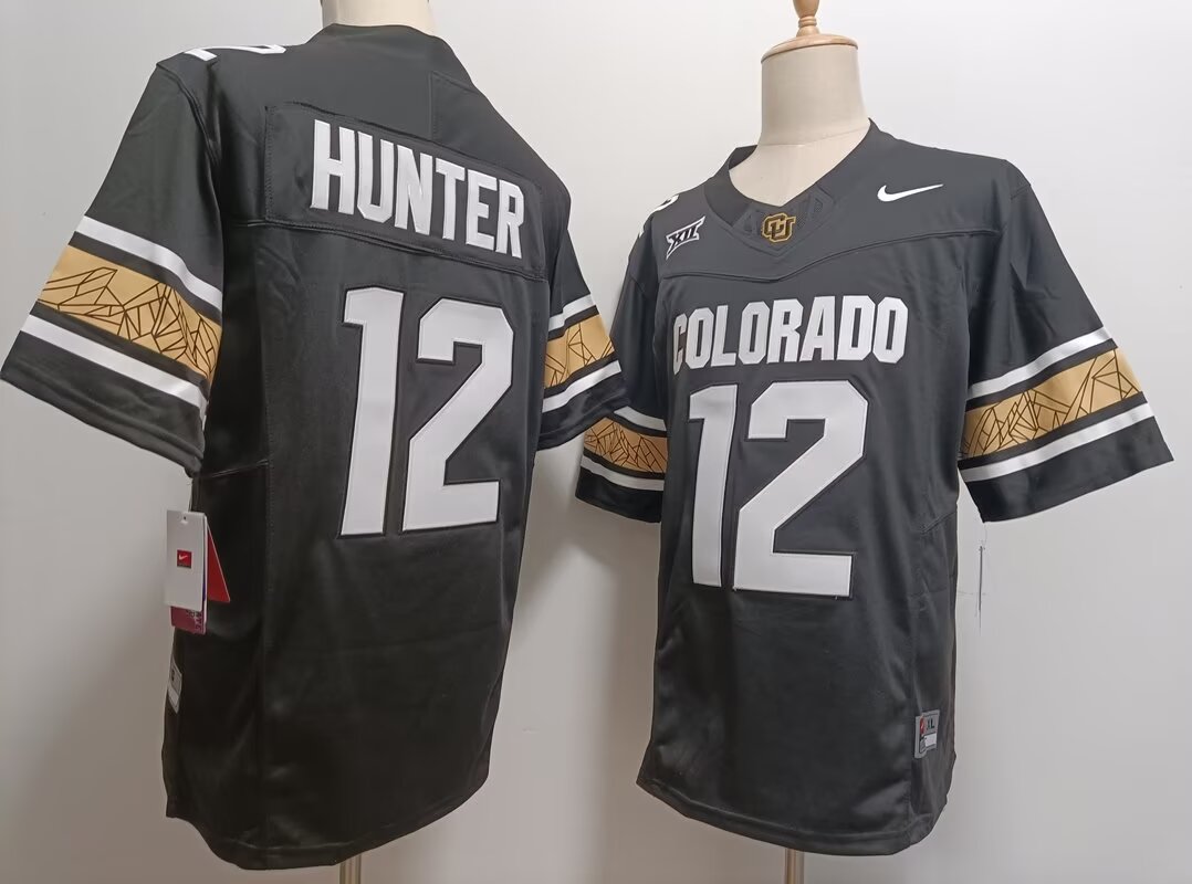 Men Colorado Buffaloes #12 Travis Hunter black 2024 Nike NCAA jersey->customized ncaa jersey->Custom Jersey